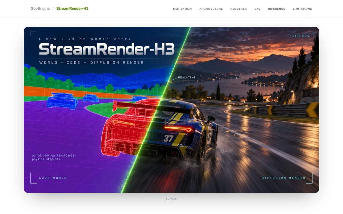 Screenshot of the StreamRender-H3 project page with its header render